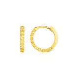 14k Yellow Gold Petite Textured Round Hoop Earrings-rx74778