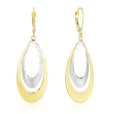 14k Two-Tone Gold Graduated Open Double Teardrop Earrings-rx83344