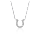 14k White Gold Horseshoe Design Diamond Pendant-rx00670-16