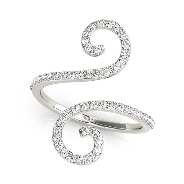 14k White Gold Diamond Open Flourish Style Ring (1/2 cttw)-rxd5875y28bt