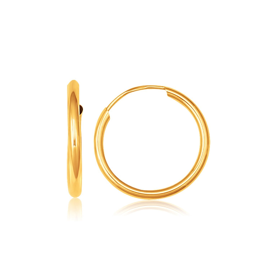 10k Yellow Gold Polished Endless Hoop Earrings (16mm Diameter)-rx40144