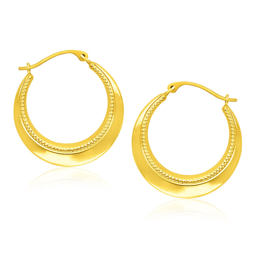 14k Yellow Gold Round Rope Texture Hoop Earrings-rx40806