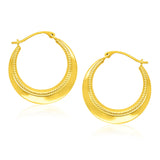 14k Yellow Gold Round Rope Texture Hoop Earrings-rx40806