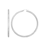 Sterling Silver Large Hoop Earrings with Braid Texture-rx64860