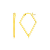 14K Yellow Gold Diamond Motif Hoop Earrings-rx70500
