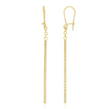 14k Yellow Gold Long Bar Diamond Cut Drop Earrings-rx85066