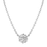 14k White Gold Necklace with Round Pendant with Diamonds-rx27964-18