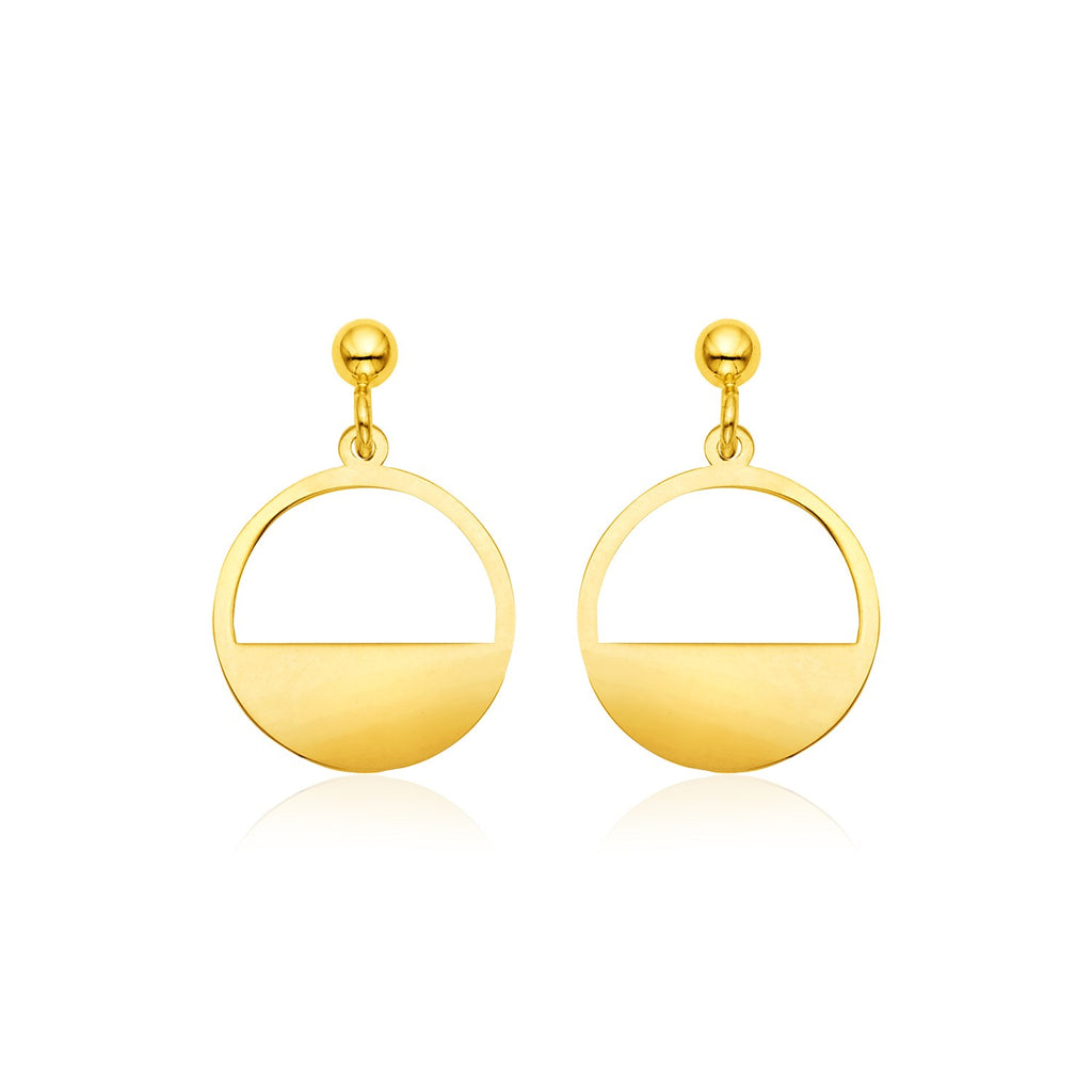 14k Yellow Gold Half Open Circle Earrings-rx40365