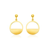 14k Yellow Gold Half Open Circle Earrings-rx40365