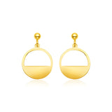 14k Yellow Gold Half Open Circle Earrings-rx40365