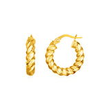14k Yellow Gold Polished Twisted Hoop Earrings-rx83624
