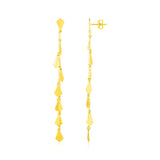14K Yellow Gold Polished Diamond Motif Dangle Earrings-rx6985