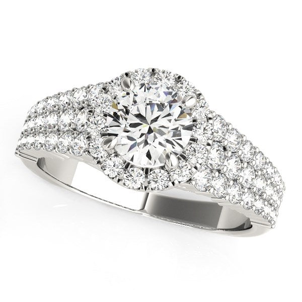 14k White Gold Graduated Pave Set Shank Diamond Engagement Ring (1 5/8 cttw)-rxd26761y28bt