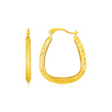 14k Yellow Gold Textured Square Hoop Earrings-rx60944