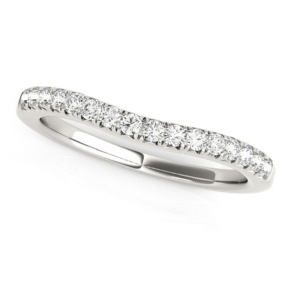 14k White Gold Pave Set Round Curved Wedding Band (1/4 cttw)-rxd76343y28bt