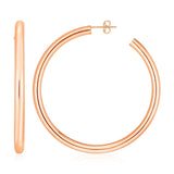 14k Rose Gold Polished Hoop Earrings-rx84849