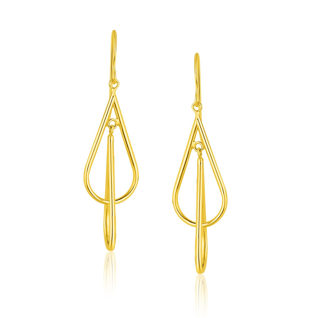 14k Yellow Gold Teardrop Interlaced Dangling Earrings-rx52354