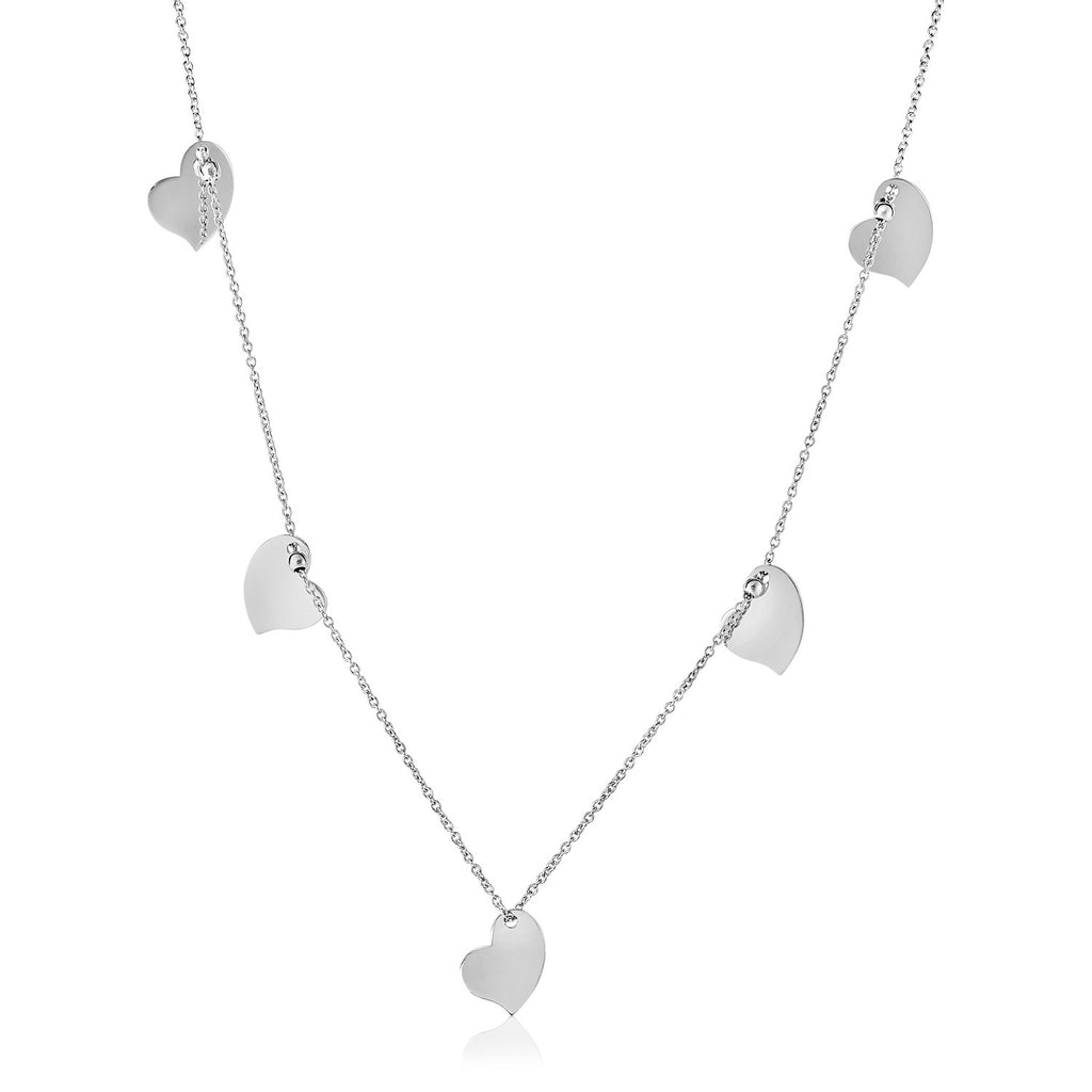 Sterling Silver 24 inch Necklace with Polished Heart Dangles-rx53806-24