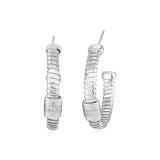 Sterling Silver Serpentine Style Hoop Earrings with Cubic Zirconia-rx66984
