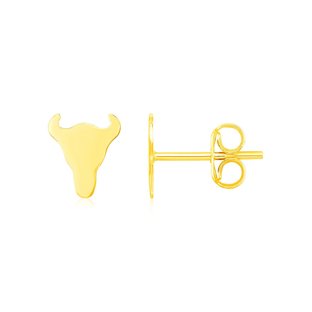 14K Yellow Gold Longhorn Earrings-rx80536
