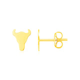 14K Yellow Gold Longhorn Earrings-rx80536