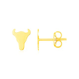 14K Yellow Gold Longhorn Earrings-rx80536