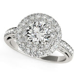 14k White Gold Diamond with Two-Row Pave Border Engagement Ring (2 cttw)-rxd4860y28bt