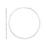 Sterling Silver Large Textured Round Hoop Earrings-rx96798
