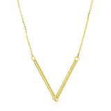 14k Yellow Gold Chain Necklace with Two Connected Thin Bar Pendant-rx97494-18
