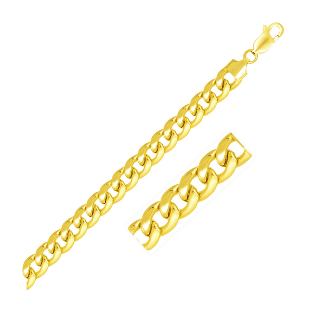 7.8mm 14k Yellow Gold Miami Cuban Semi Solid Chain-rx20698-22