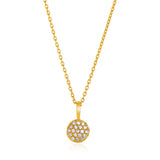 14k Yellow Gold Necklace with Gold and Diamond Circle Pendant (1/10 cttw)-rx23067-16
