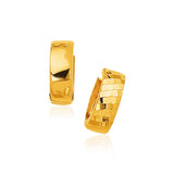 14k Yellow Gold Textured and Polished Hoop Earrings-rx32087