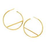 14k Yellow Gold Hoop Earrings with Bar Details-rx74370