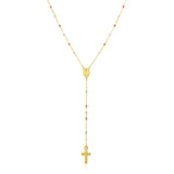 14k Tri Color Gold Lariat Rosary Necklace-rx83940-26