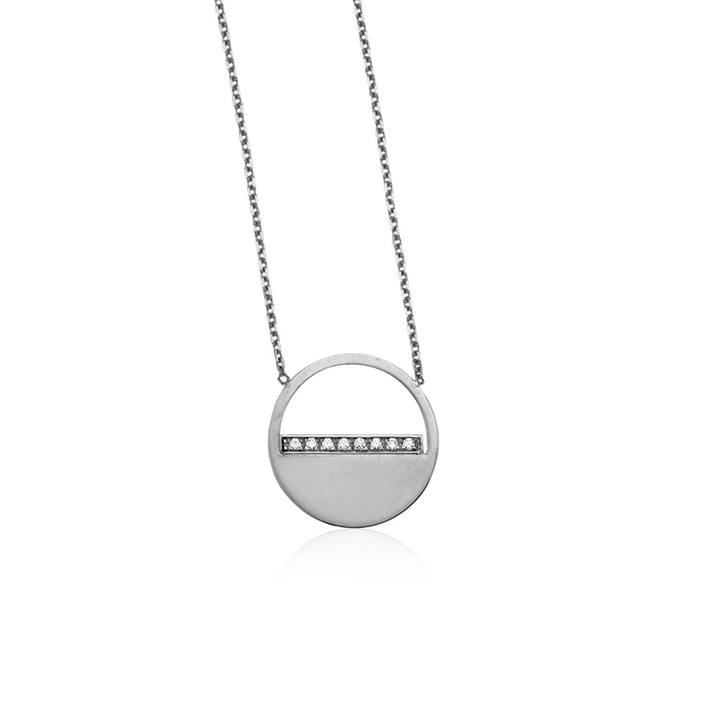 14k White Gold Circle Necklace with Diamondsrx69782-18-rx69782-18