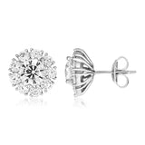 Sterling Silver Halo Setting Cubic Zirconia Earrings-rx86334
