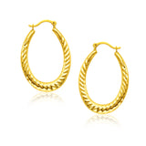 14k Yellow Gold Hoop Earrings with Textured Details-rx63605