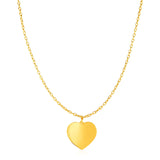 Choker Necklace with Polished Heart Pendant in 14k Yellow Gold-rx63840-16