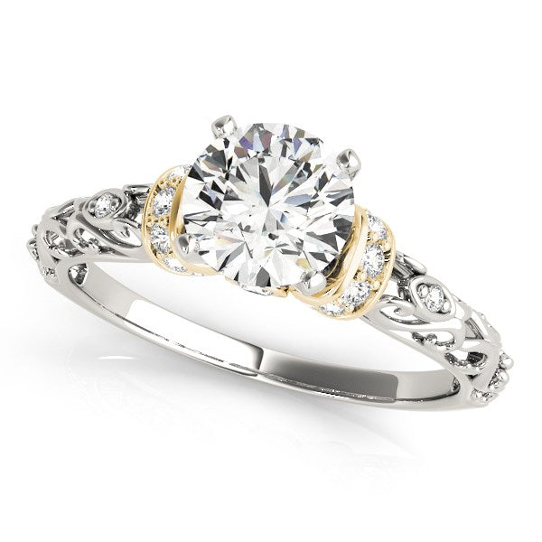 14k White And Yellow Gold Antique Style Diamond Engagement Ring (1 1/8 cttw)-rxd28824y28bt