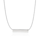 14k White Gold Smooth Flat Horizontal Bar Style Necklace-rx99438-18