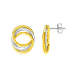 14k Two Tone Gold Post Earrings with Three Interlocking Circles-rx1968