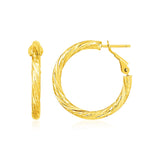 14k Yellow Gold Petite Twisted Round Hoop Earrings-rx67004