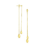 14k Yellow Gold Double Strand Teardrop Dangling Chain Earrings-rx99400