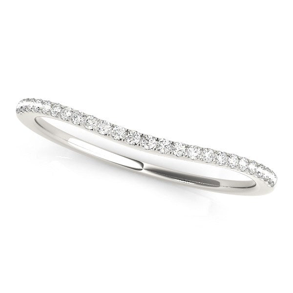 14k White Gold Pave Style Setting Curved Diamond Wedding Band (1/10 cttw)-rxd29605y28bt
