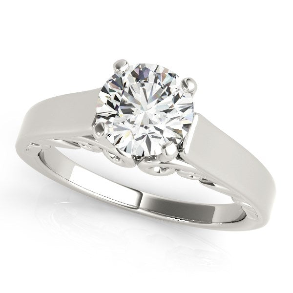 14k White Gold Antique Style Solitaire Round Diamond Engagement Ring (1 cttw)-rxd33067y28bt