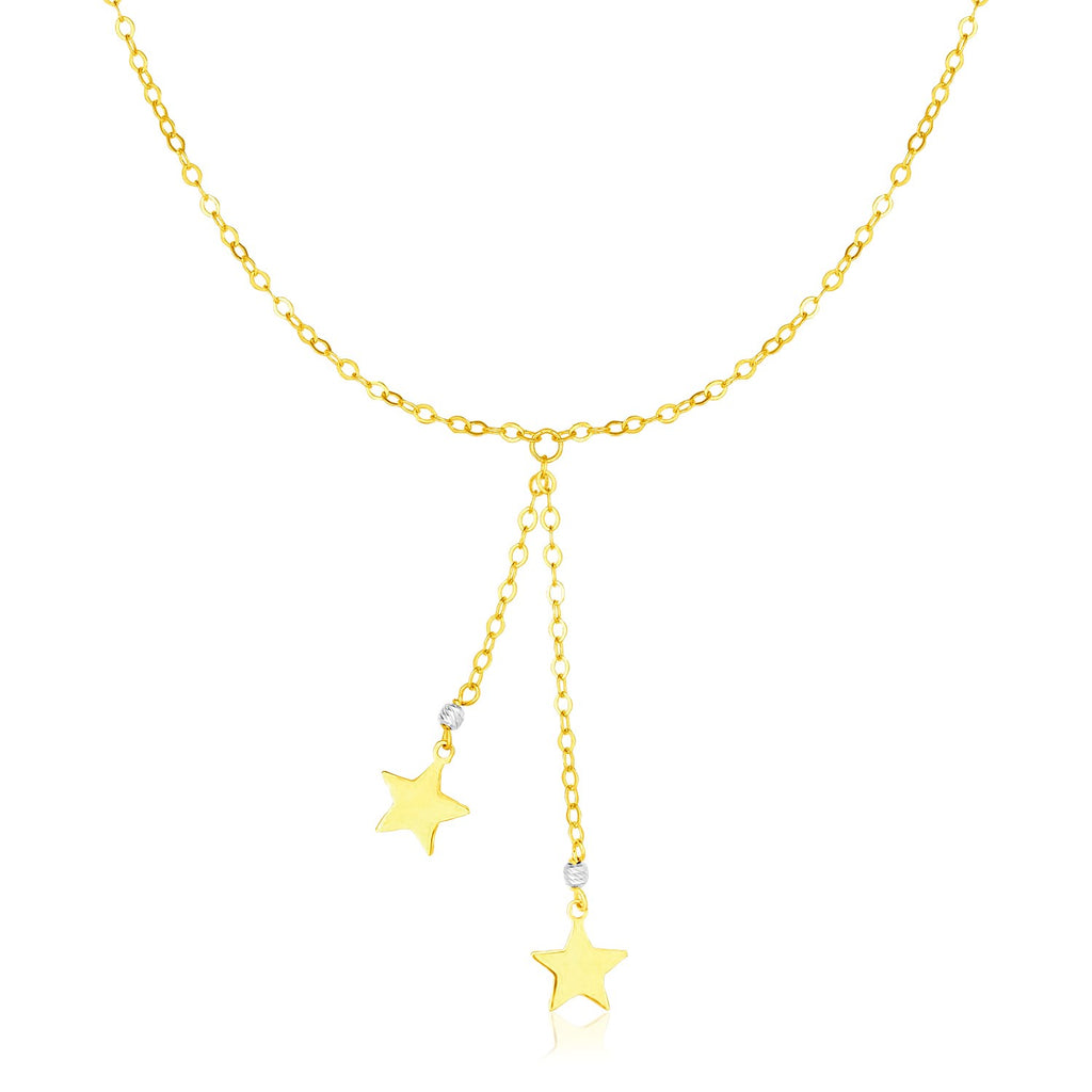 14k Two Tone Gold Lariat Style Necklace with Stars-rx37276-17