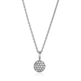 14k White Gold Necklace with Gold and Diamond Circle Pendant (1/10 cttw)-rx44777-16