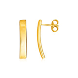14K Yellow Gold Curved Bar Earrings-rx58895