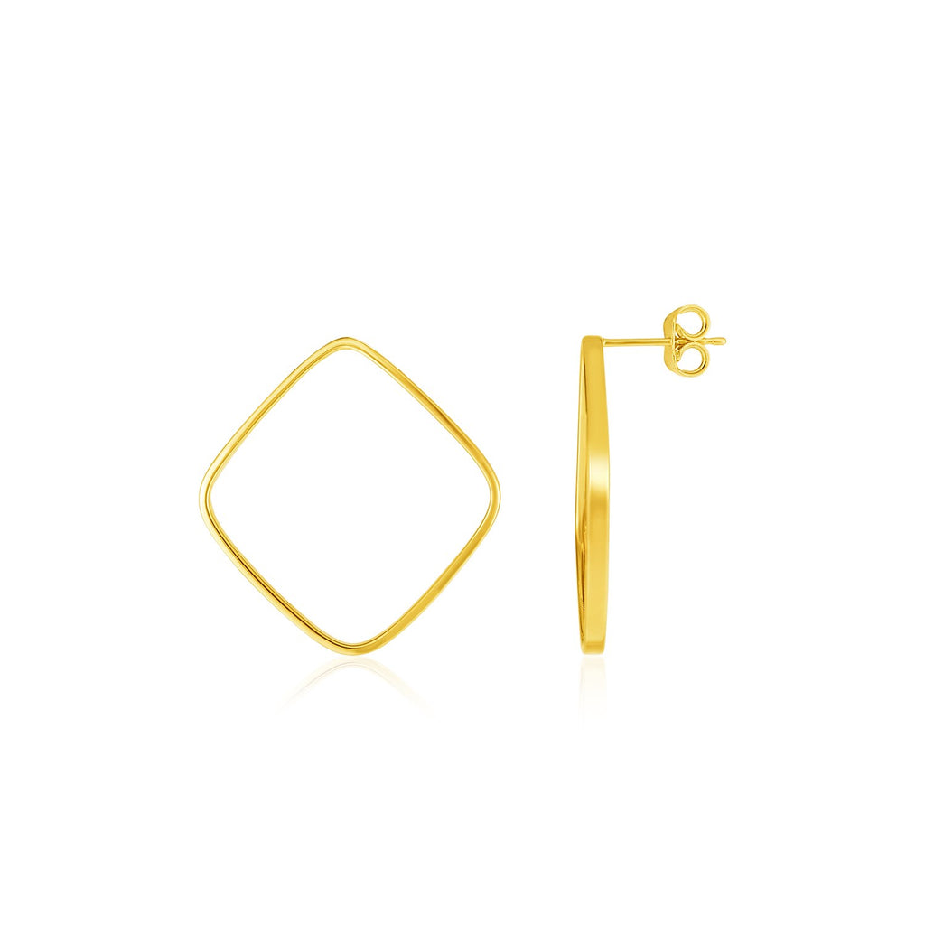 14k Yellow Gold Polished Open Square Post Earrings-rx68343