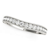 14k White Gold Bead Border Curved Diamond Wedding Ring (1/4 cttw)-rxd68365y28bt